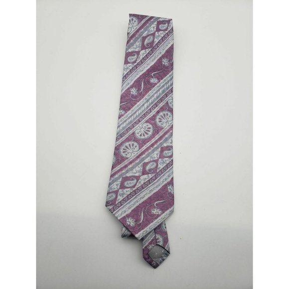 Paisley Lilac 100% Pure Silk Men's Neck Tie - Picture 1 of 2